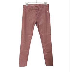 AG Adriano Goldschmied The Legging Ankle Super Skinny Pink Faux Leather Jeans 27